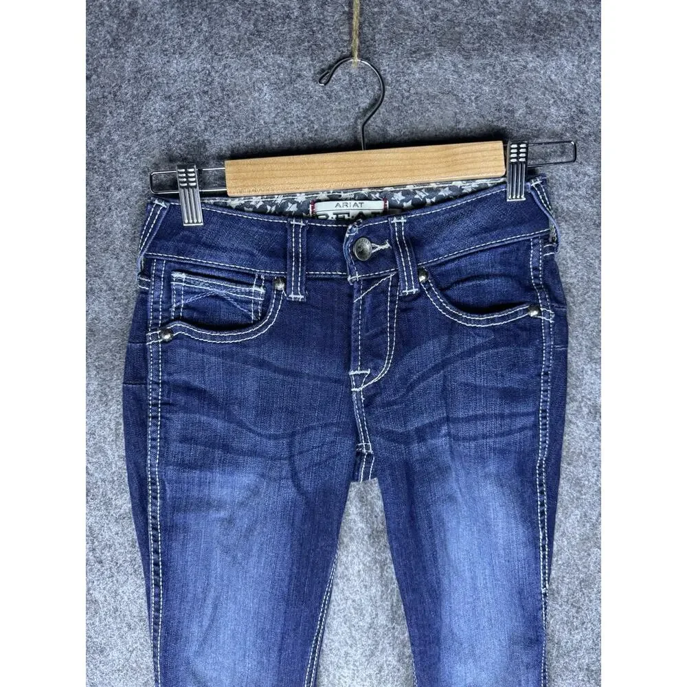 ARIAT Real Denim - Women's Jeans - Mid Rise Skinny Blue - Size 25R - Picture 4 of 14
